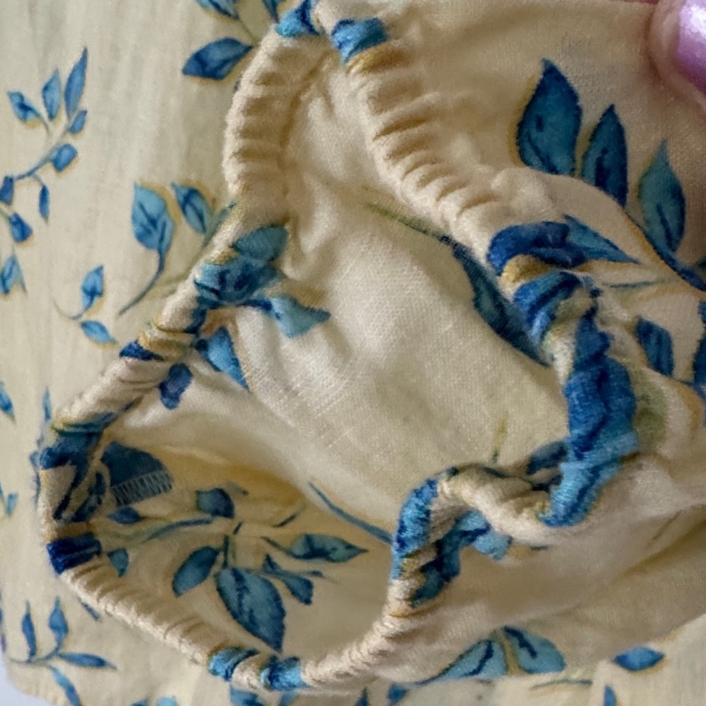 J. Jill Yellow Floral Pintuck Tunic with Blue Leaf Print - Picture 4 of 7
